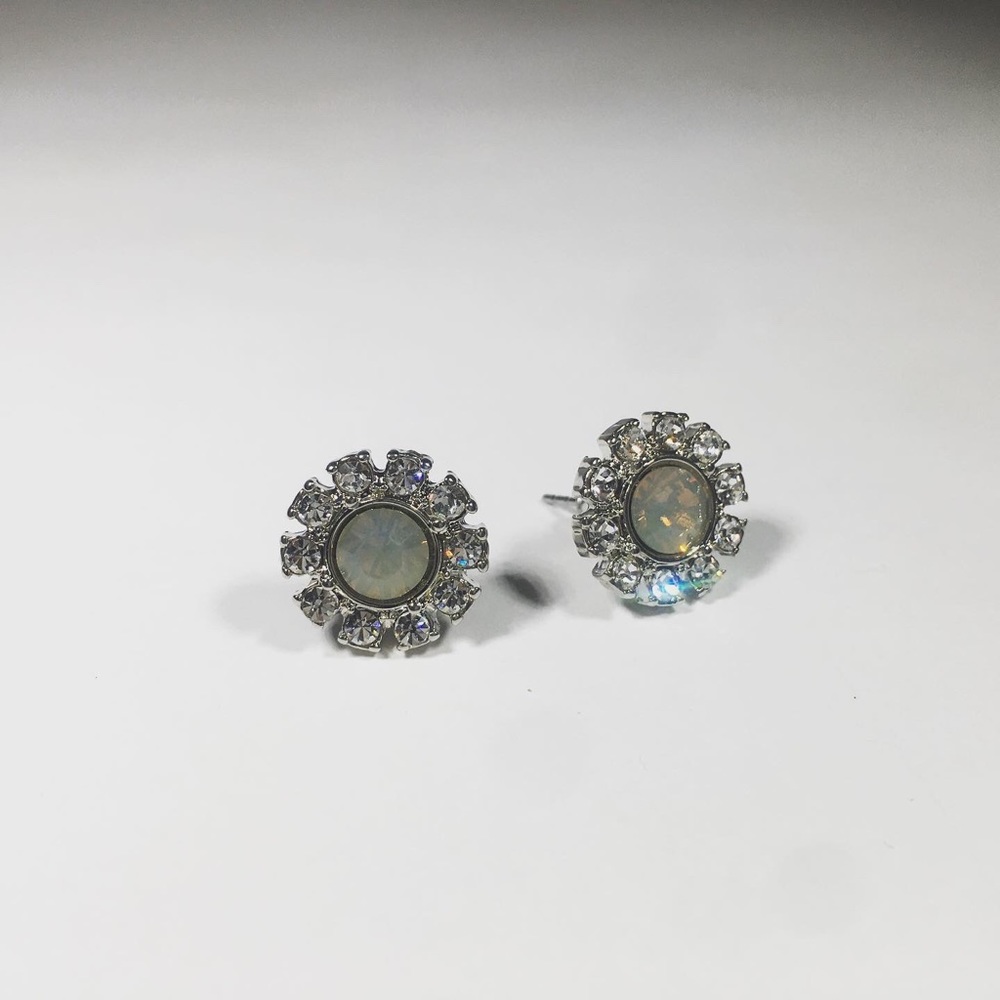 OPAQUE CENTER STONE STUD EARRINGS